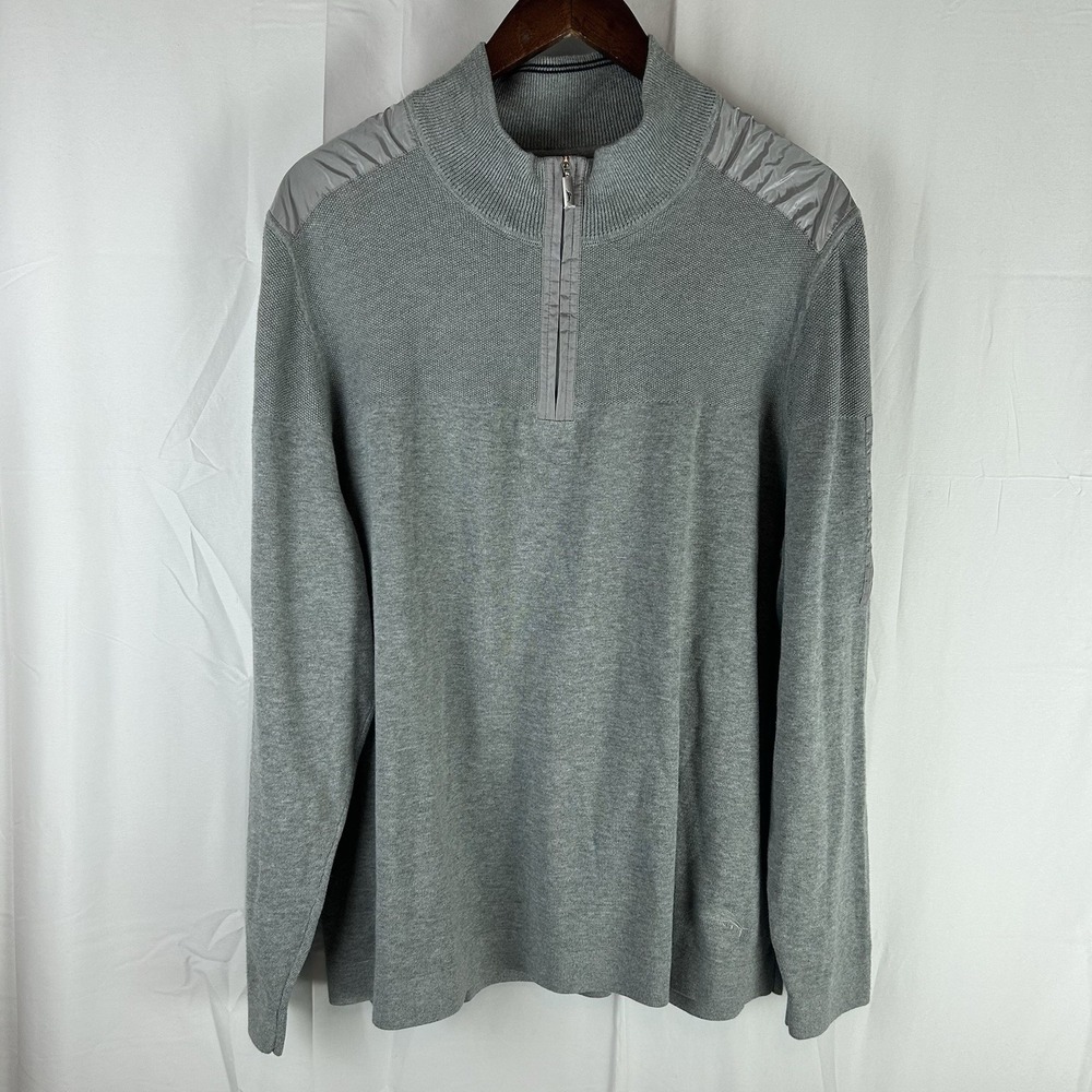 Tommy Bahama Men's Pullover 1/4 Zip‎ Shirt Gray Size XXL Cotton Coolmax Blend